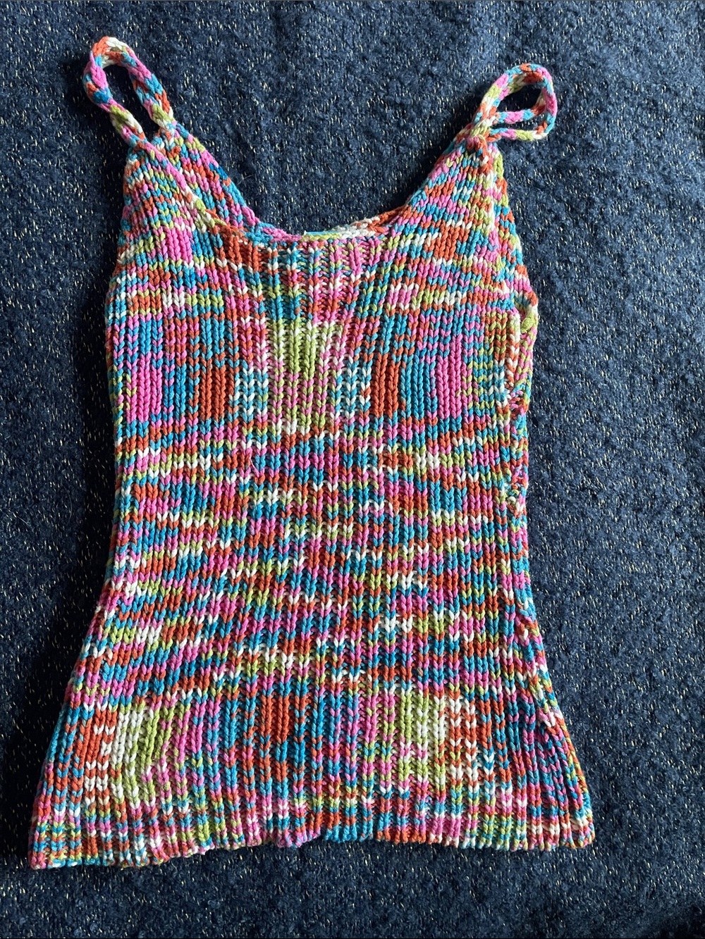 52 Weekends Multicolor Knit Tank Top - Pink, Blue, Green, Orange